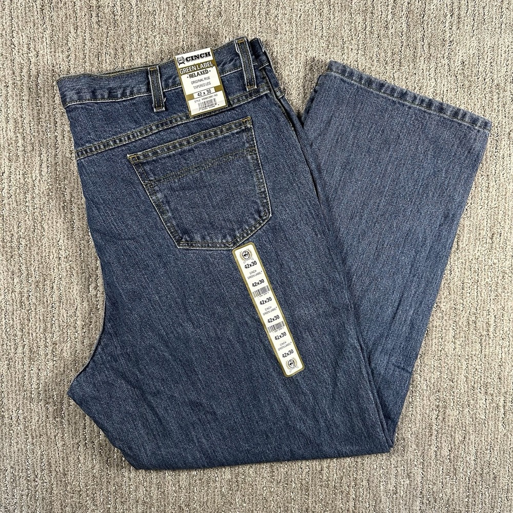 NWT CINCH Green Label Relaxed Tapered Leg Jeans Men's‎ 42 x 30 Dark Blue Denim